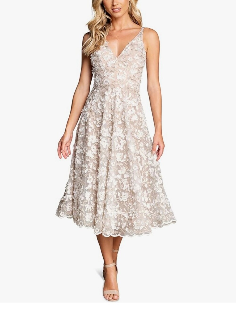Floral Blush And Gold Cocktail, Garden Party, Wedding Guest Dress, Small - Picture 2 of 6